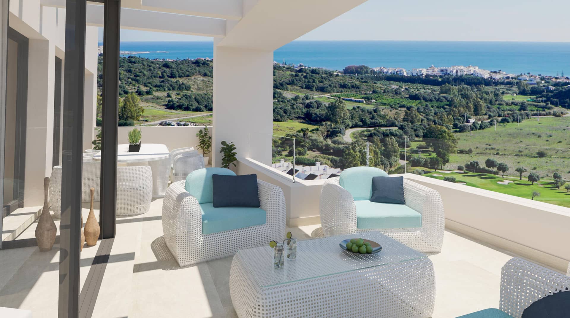 Nuevo apartamento en primera línea de golf con gran terraza en Mirador de Estepona Golf