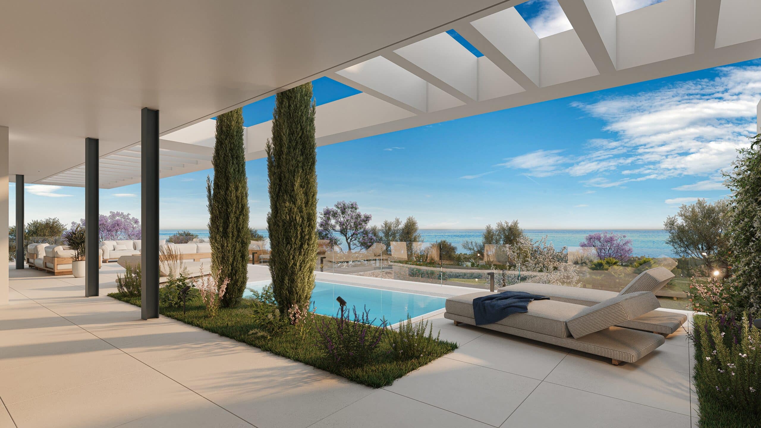 Soul Marbella SUNLIFE Apartamento de 4 dormitorios con gran terraza, jardín y piscina privada con vistas al mar y al golf