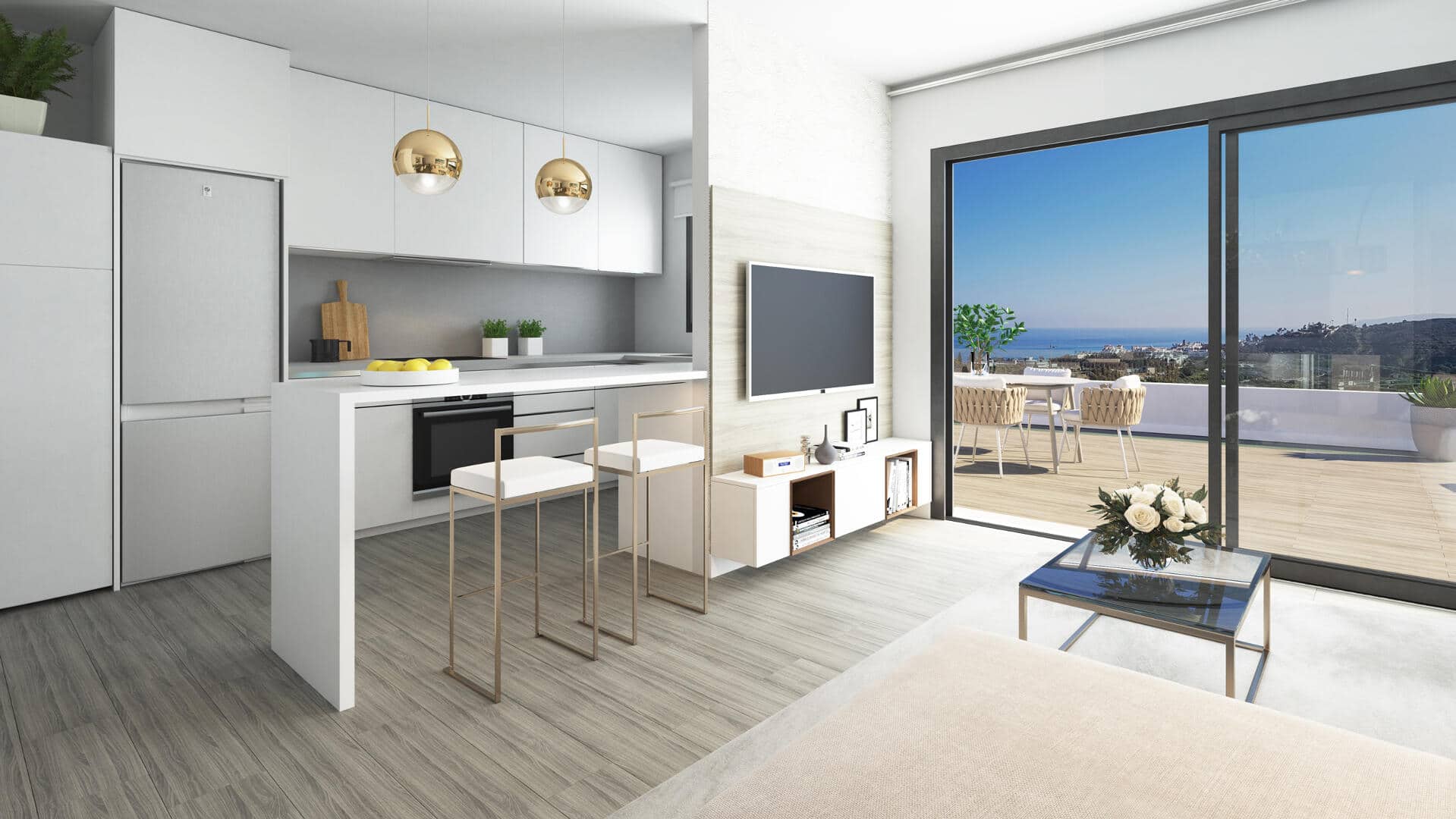 Klaar om in te trekken is dit nieuwe drie slaapkamer begane grond Appartement in One 80 Residence Estepona met eigen tuin