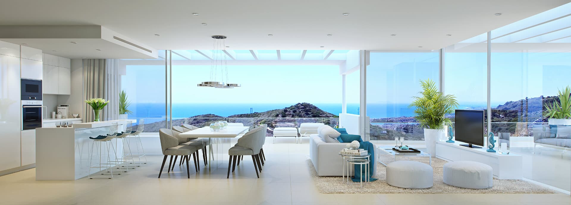 Los Eucaliptos Marbella appartementen en penthouses binnen de luxe Palo Alto gemeenschap, zuidwest oriëntatie met prachtig uitzicht op Gibraltar en de Middellandse Zee