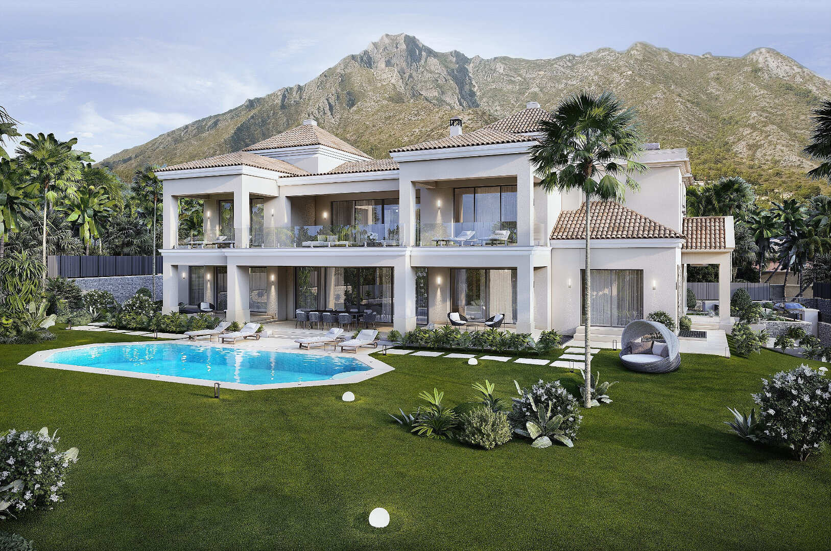 Prachtige villa nieuw en met een klassieke Andalusische architectuur in Sierra Blanca, Marbella Golden Mile