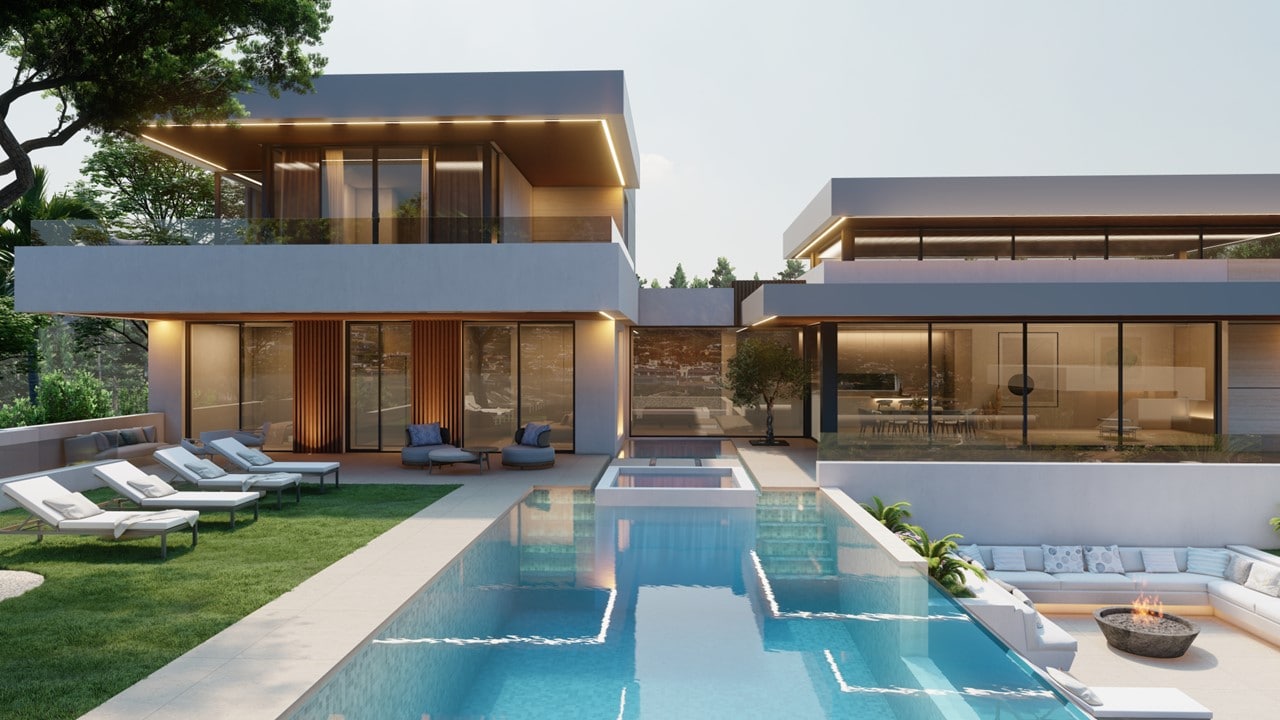 Perceel met elegant 5-slaapkamer villa project gelegen in de beroemde Golf Valley in Nueva Andalucia, Marbella