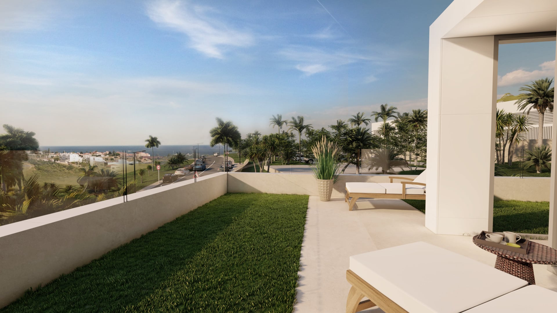 Brisas del Mar Estepona Nieuwe villa 4 slaapkamers met privé zwembad in de tuin en prachtig uitzicht op zee, golf en de bergen.