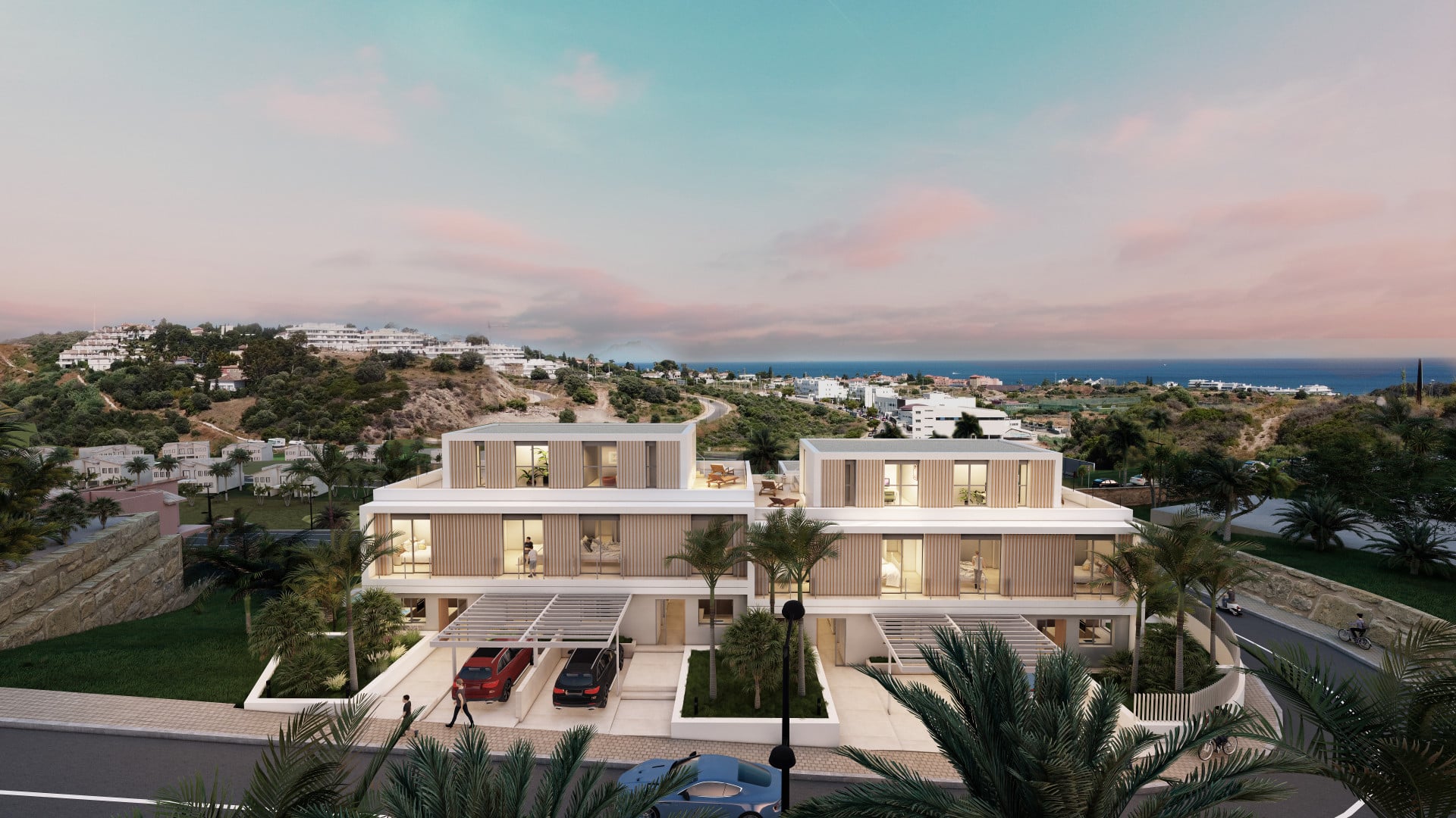 Brisas del Mar Estepona Nieuwe villa 4 slaapkamers met privé zwembad en prachtig uitzicht op zee, golf en bergen.