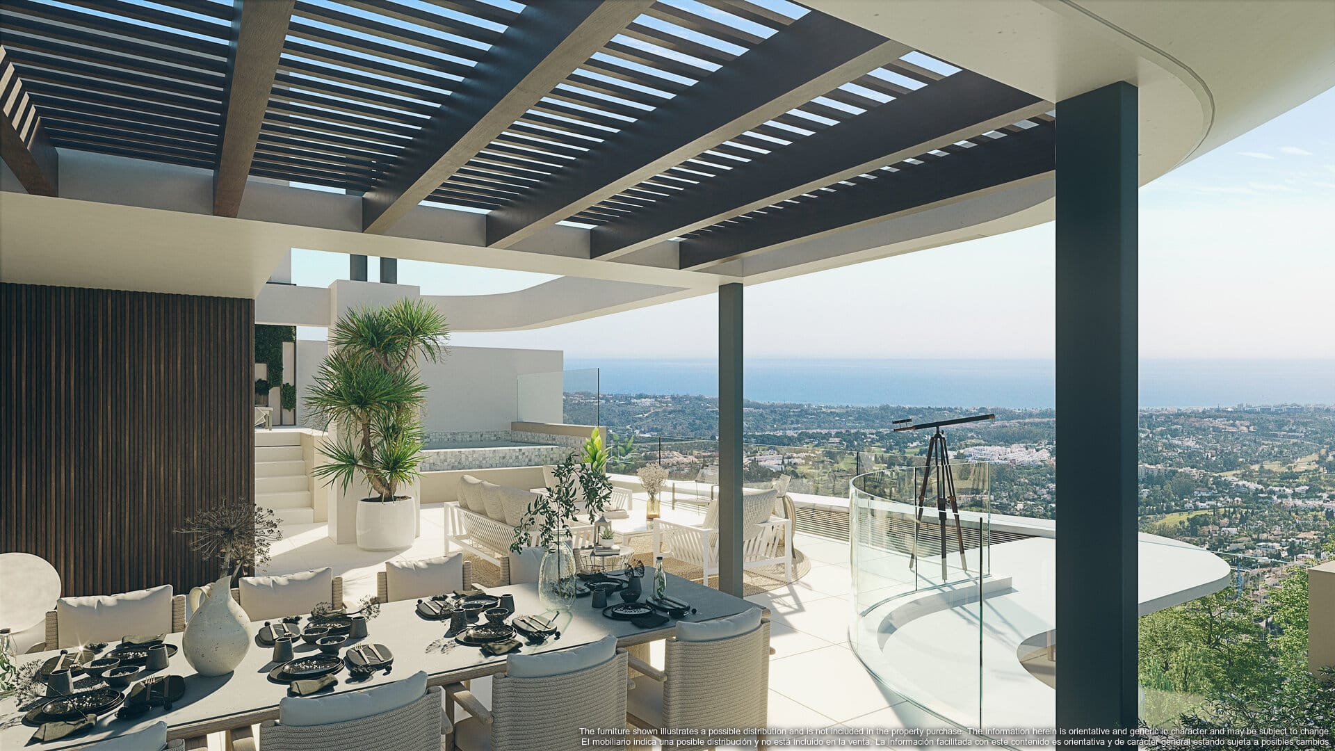 Spectaculair super Penthouse met prachtig panoramisch zeezicht en oneindig zwembad op het solarium in het nieuwe Sabinas Real de La Quinta Benahavis.