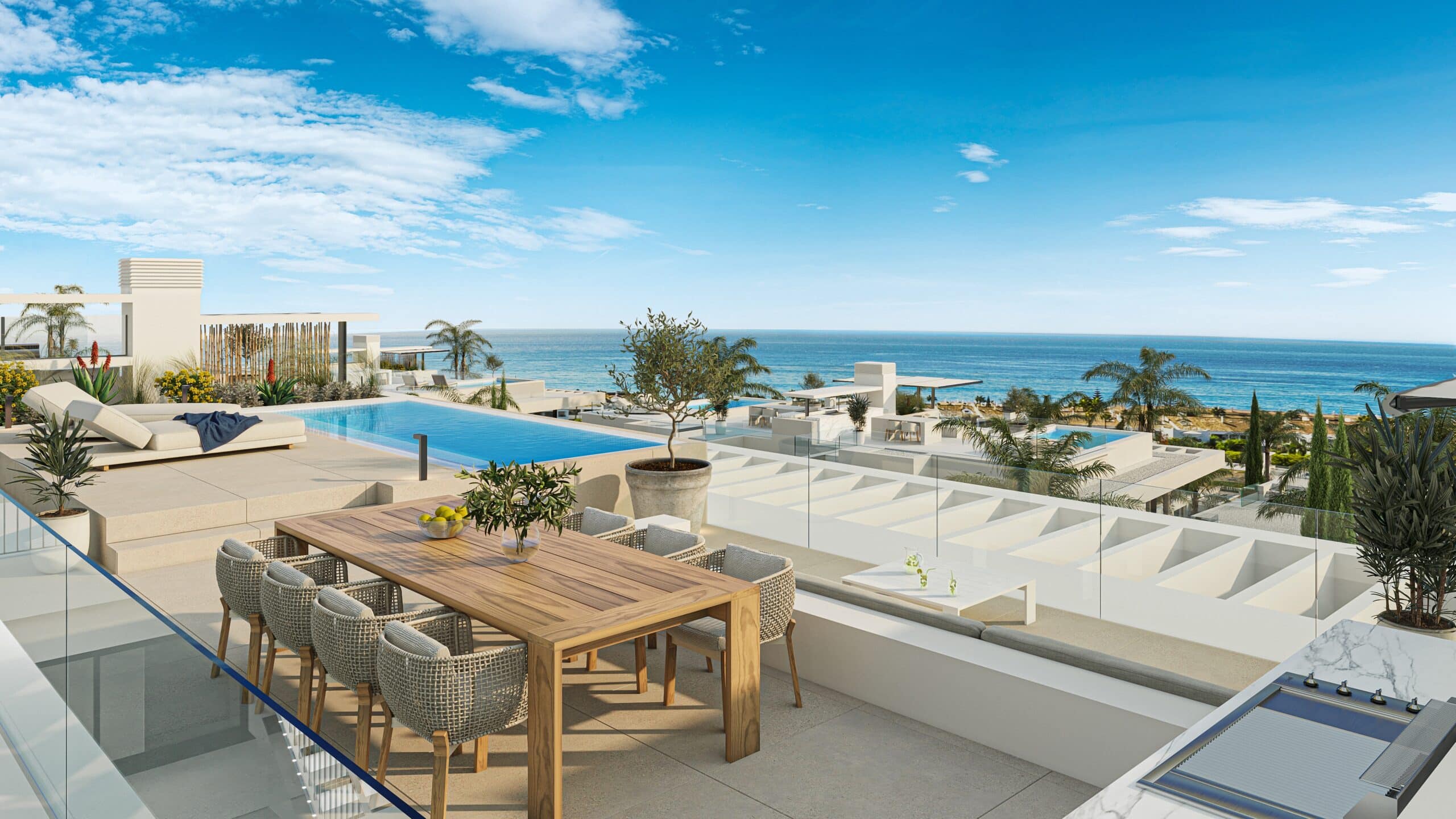 Penthouse met drie slaapkamers Soul Marbella SUNLIFE met uitzicht op zee & golf Groot terras, tuin en privé zwembad