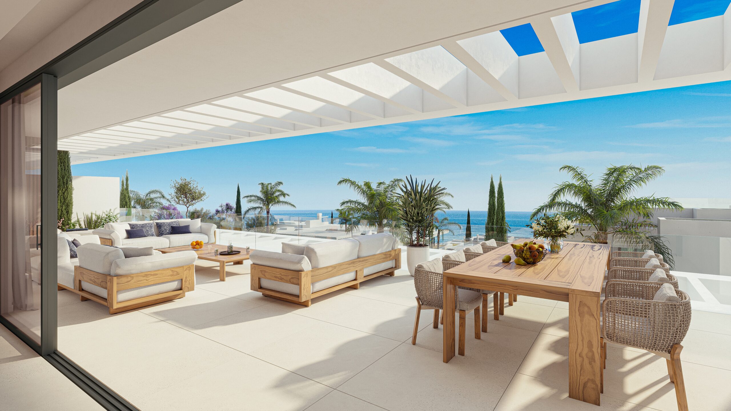 Appartement met twee slaapkamers en zee- en golfzicht Groot terras, tuin en privé zwembad in Soul Marbella SUNLIFE