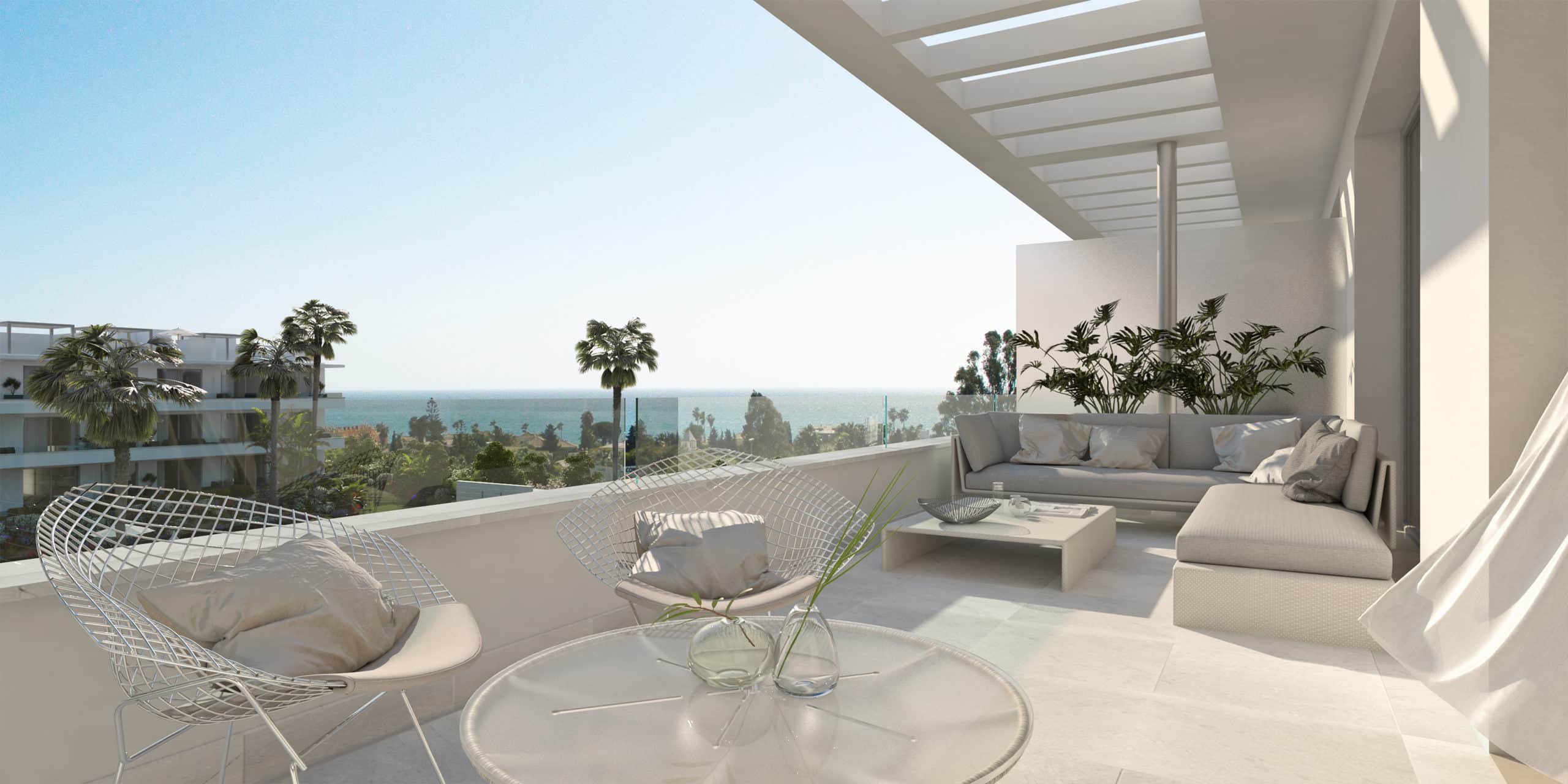 New off plan luxury 3 bedroom apartment Belaire Estepona, Marbella Belaire New modern project Estepona_covererd terrace_Realista Quality Properties Marbella