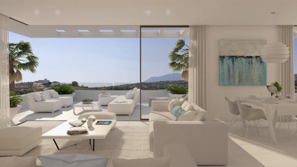Cataleya off plan apartments for sale Estepona_open plan living room_Realista Quality Properties Marbella