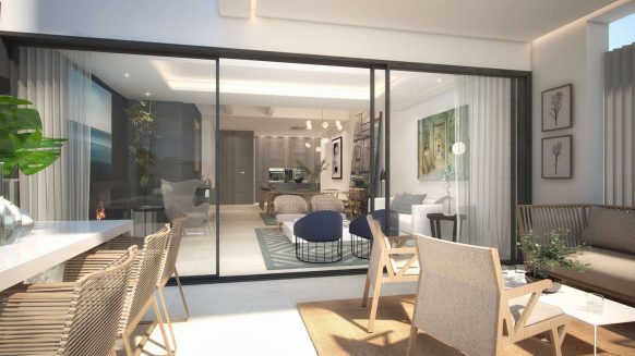 The Island Estepona_Living room and terrace_ Realista Quality Properties Marbella
