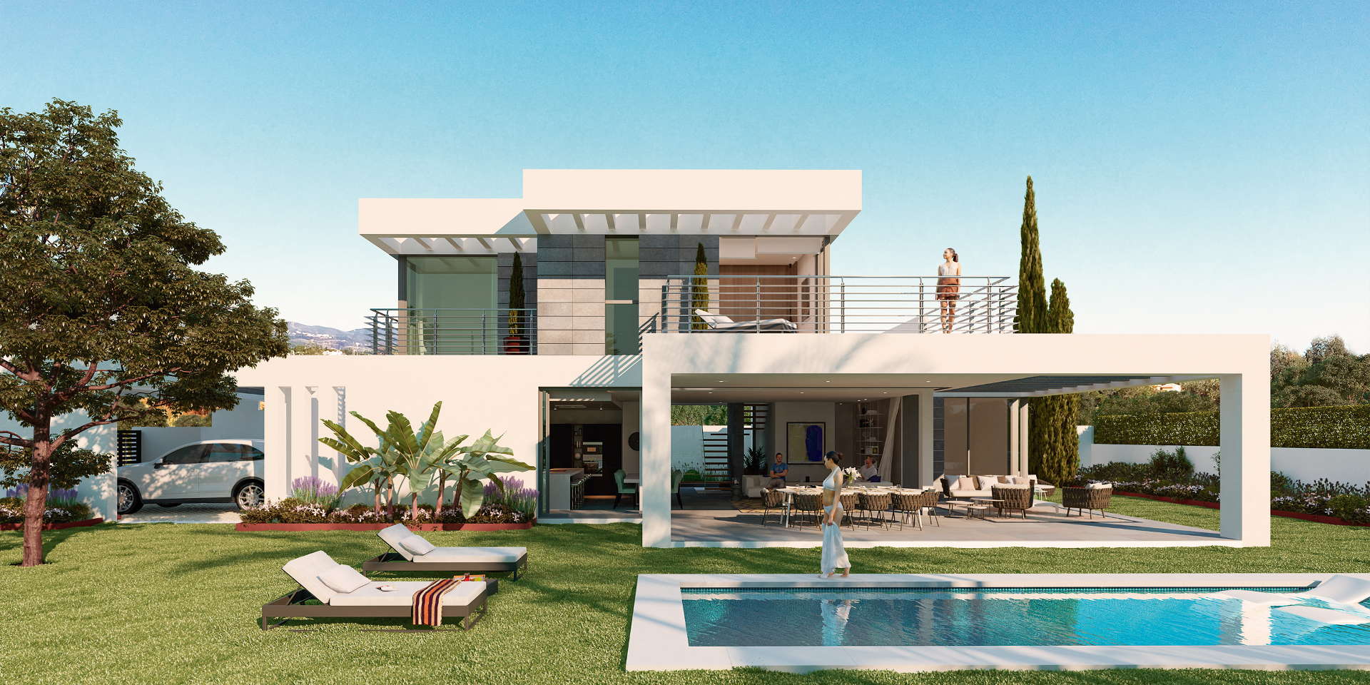 Last Unit for sale New modern finished SYZYGY Villa with private pool panoramic sea views in Cancelada Estepona