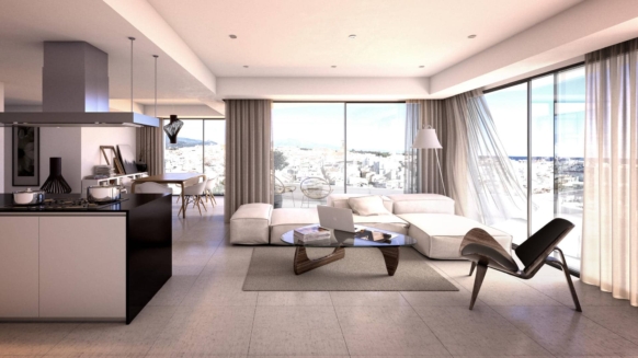 City centre apartment Estepona_for sale_Residential Infinity Estepona_Living room_ Realista Quality Properties Marbella