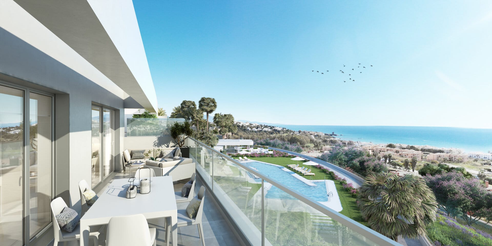 New 3 bedroom apartment with beautiful views over the sea and the Doña Julia golf course