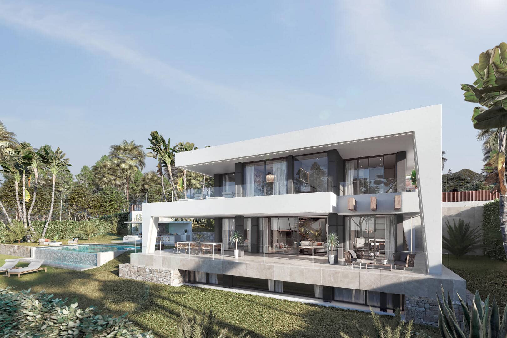 Sit on your New Estepona villa terrace and enjoy the stunning sea views while the sun sets down