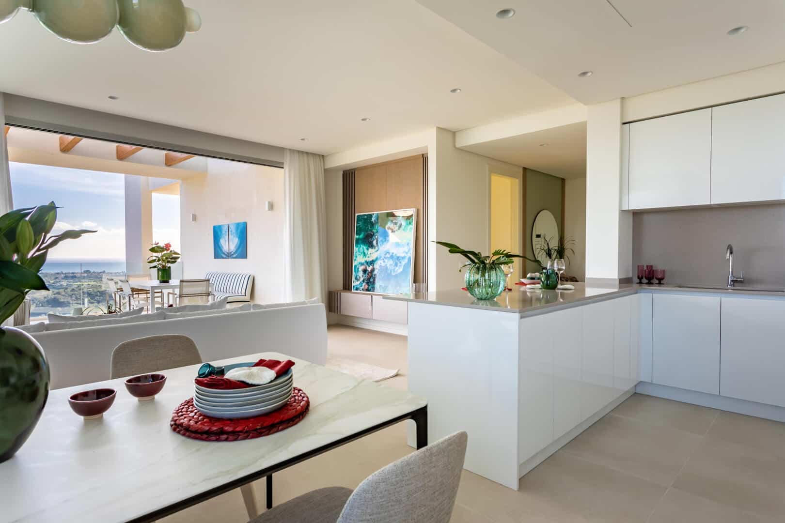 Marbella Club Hills first floor apartment panoramic golf and sea views, towards the African Coast