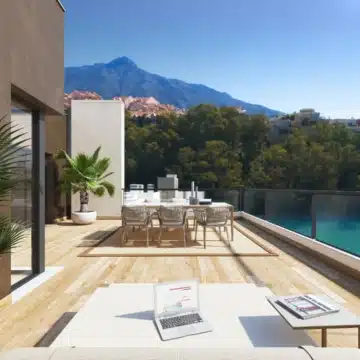 Marbella Lake New penthouse with 3 bedrooms and open mountain, lake and sea views in Nueva Andalucia Picture 0