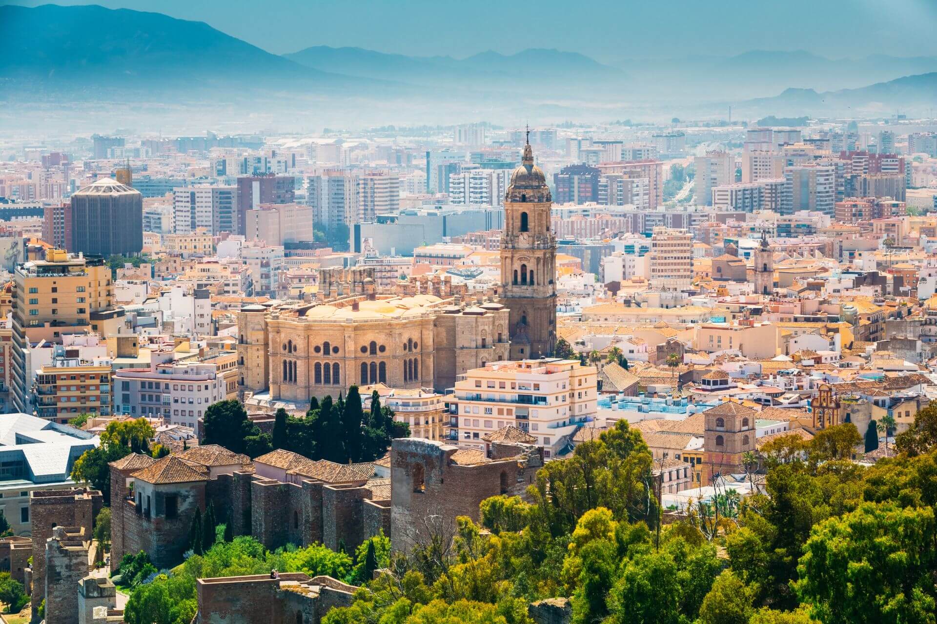 Cityscape aerial view of Malaga Spain Realista Investments