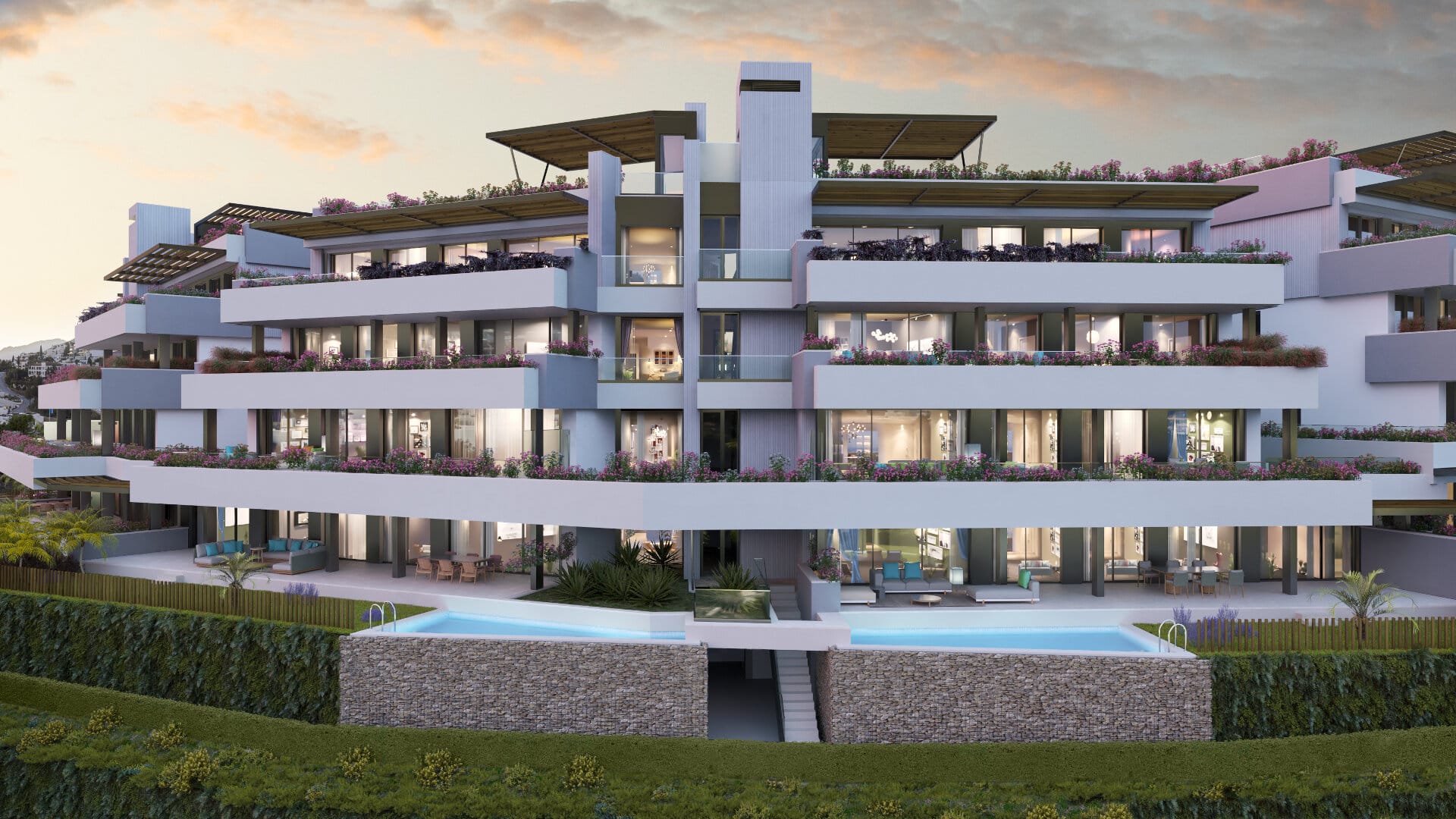 New luxury 3 bedroom ground floor apartment with large terrace, garden and pool in Tiara, La Quinta Benahavís