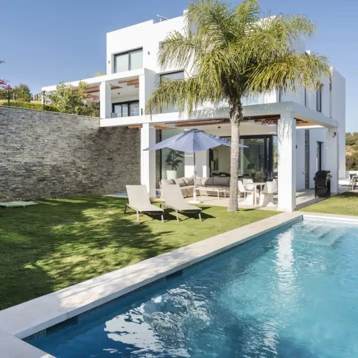 Modern villa with stunning sea and golf views in Cabopino, Marbella East Picture