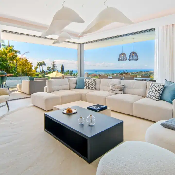 Newly built south facing villa with sweeping sea and mountains views in El Rosario, Marbella East Picture